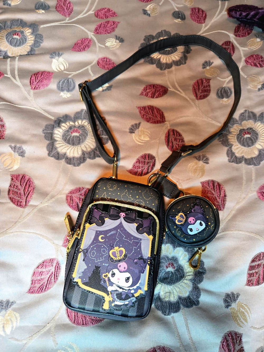 Kuromi Crossbody Loungefly Bag with Coin Pouch - Black & Purple NWOT